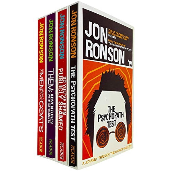 Jon Ronson 4 Books Collection Set (The Psychopath Test, So You've Been Publicly Shamed, Them Adventures with Extremists, The Men Who Stare At Goats)