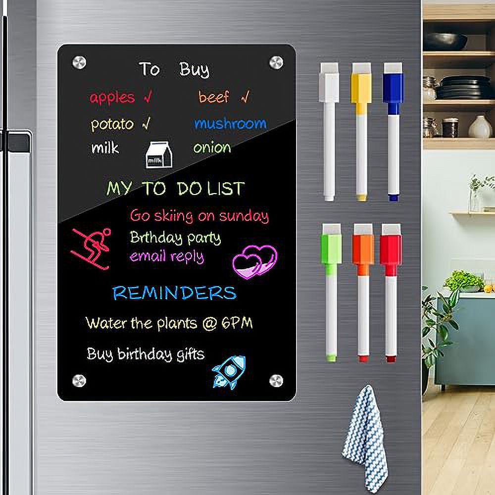 JonXon 8"x12" Acrylic Dry Erase Board for Fridge, Clear