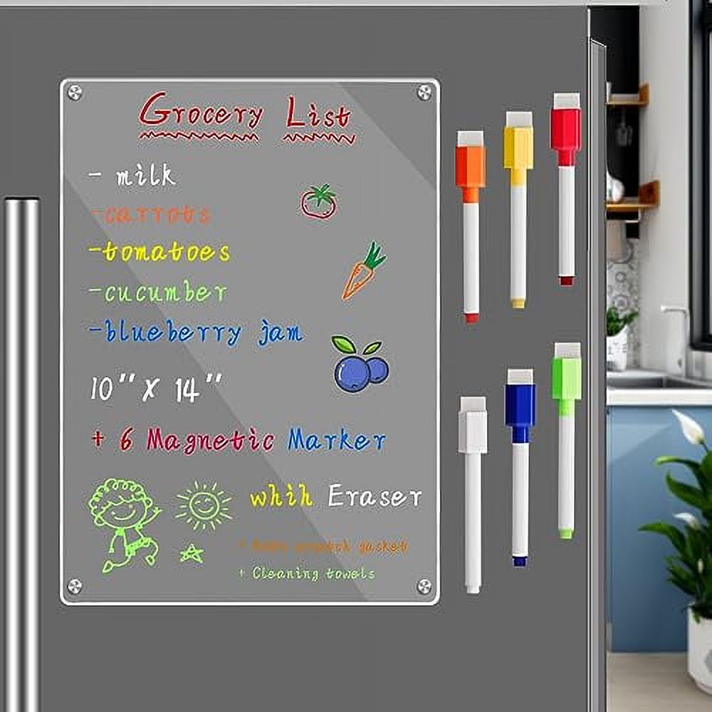 JonXon Acrylic Dry Erase Board for Fridge 10"x14" Clear