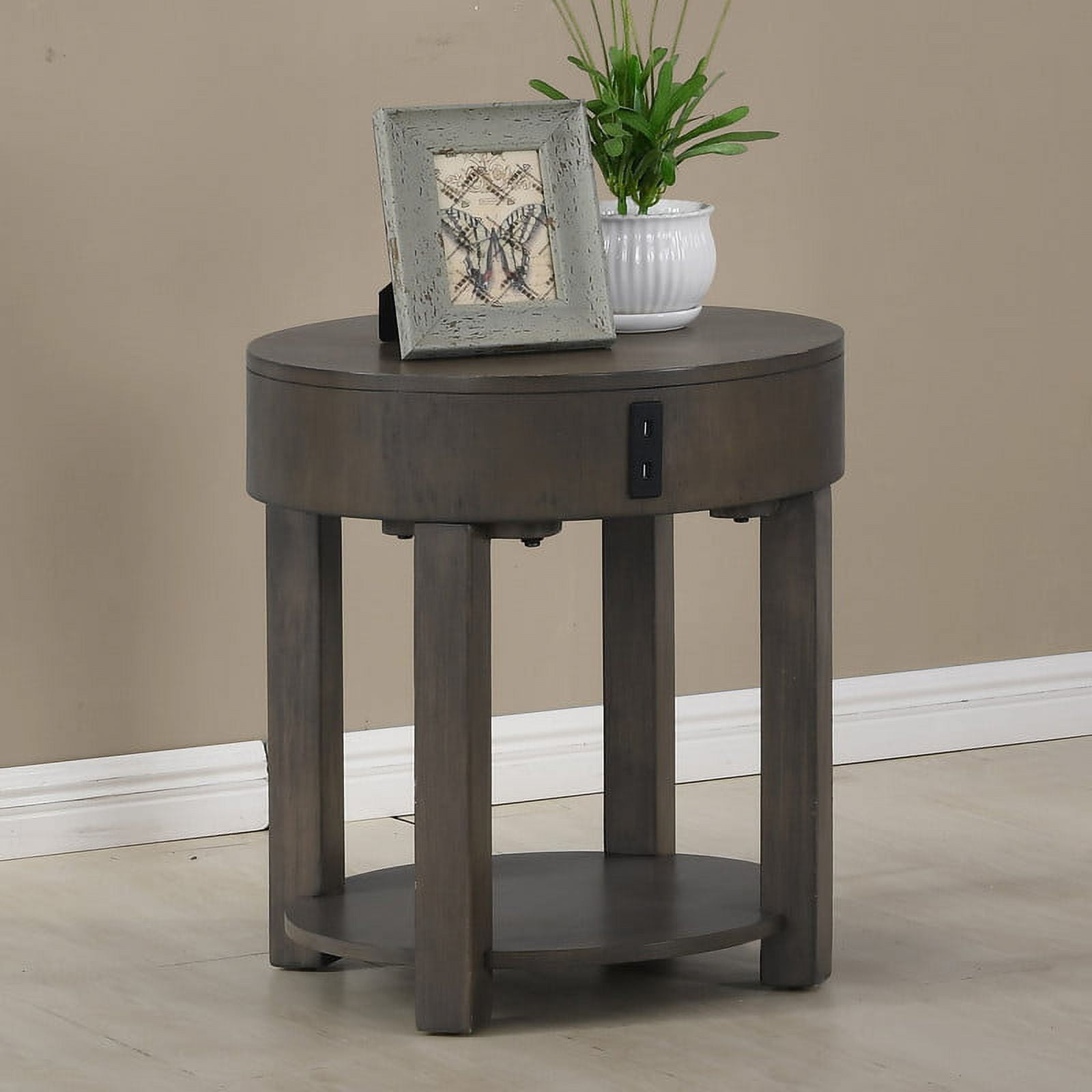 Jonah 20" Light Brown MDF End Table with USB Ports - Walmart.com