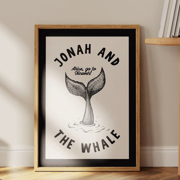 Jonah And The Whale Art Print, Retro Bible Poster UNFRAMED PAPER POSTER, Home Decor, Vintage Gift, Living Room Dercor