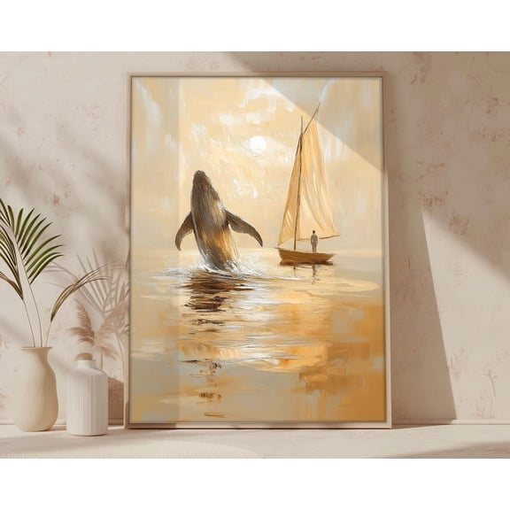 Jonah And The Whale Modern Christian Art Bible Verse Poster , Poster Print Only