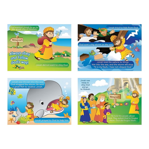 Fun Express Jonah and the Whale Religious Children's Multicolor Greeting Card Set Variety Pack 24 Pieces