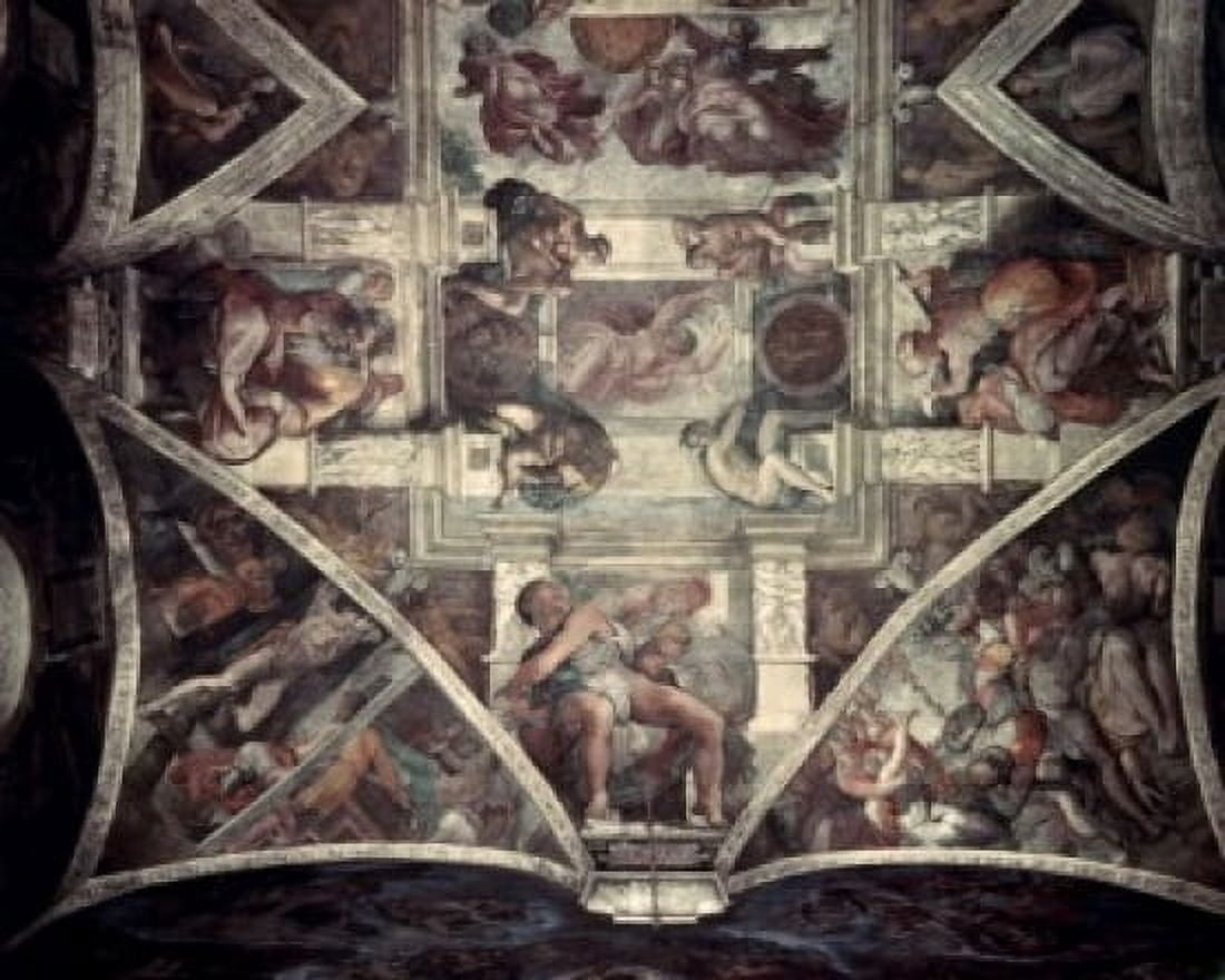 Jonah Separation of Light from Darkness Creation Michelangelo Buonarroti (1475-1564Italian) Fresco Sistine Chapel Vatican Canvas Art - Michelangelo Buonarroti (18 x 24)