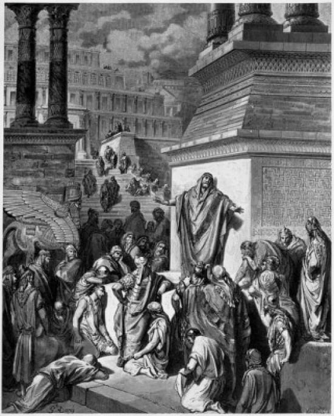 Jonah Telling of Ninevehs Coming Vanquishment Gustave Dore (1832-1883 French) Engraving Canvas Art - Gustave Dore (18 x 24)