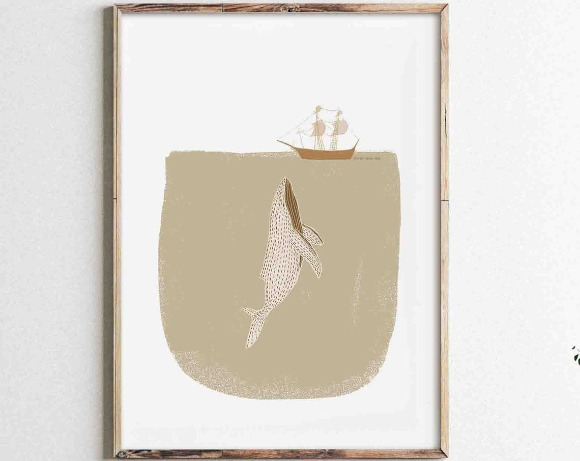 Jonah And The Whale Bible Print Big Fish Modern Christian Bible Verse ...