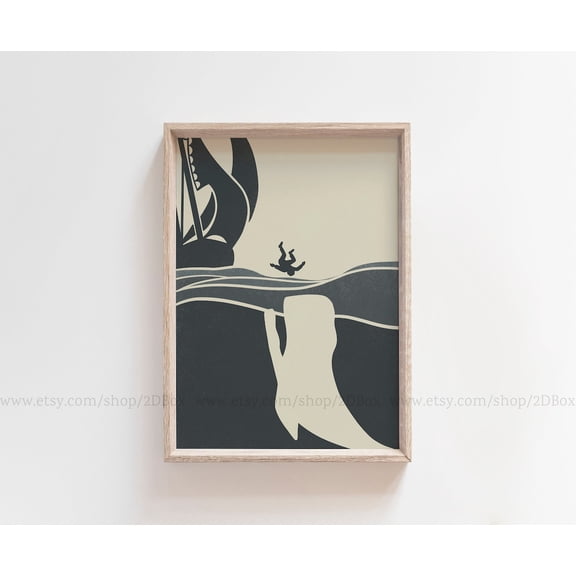 Jonah Whale Biblical Poster, Unframed Paper Poster 8x10in