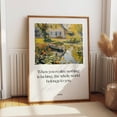 thumbnail image 1 of Cottage Garden Pond Poster – Boat In Pond With Lao Tzu Quote Print – Autumn Water Lily Wall Art Wall Art, Modern Wall Decor, 16x24 UNFRAMED, 1 of 2