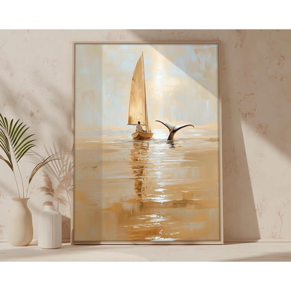 Jonah and the Big Fish Wall Art Jesus Art Bible Poster Bible Verse Christian Decor, Unframed Paper Poster 8x10in