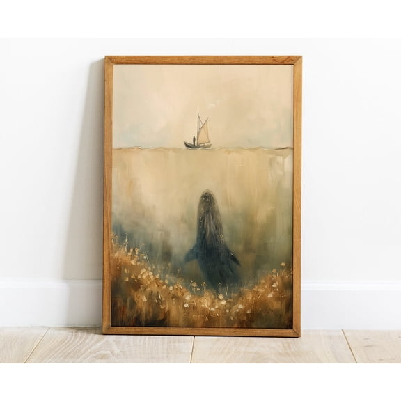 Jonah and the Whale Art Jonah and the Big Fish Bible Art Christian Faith Decor, Unframed Paper Poster 8x10in