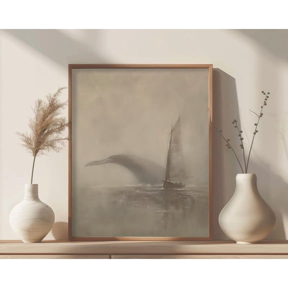 Jonah and the Whale Big Fish Christian Wall Art Bible Verse Decor, Unframed Paper Poster 8x10in