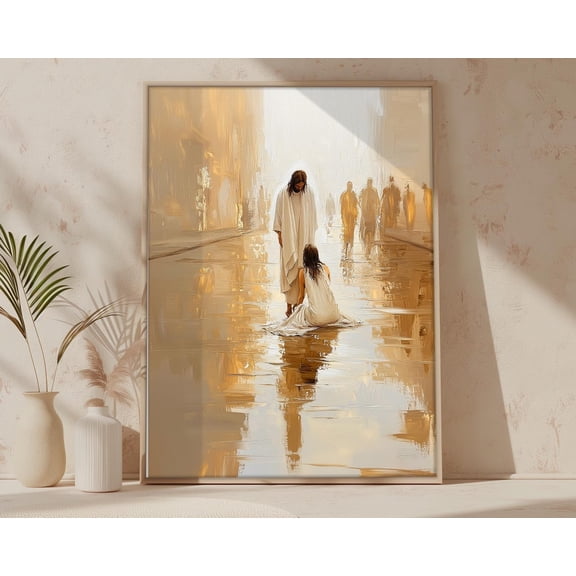 Jonah and the Whale Wall Art Great Fish Christian Faith Art Bible Verse, Unframed Paper Poster 8x10in