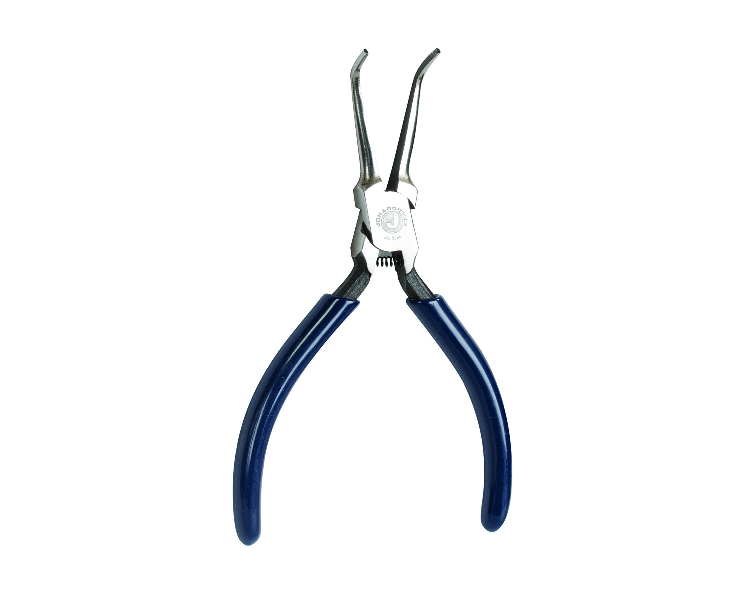 Jonard Industries Curved Long Nose Pliers - 70° Bent Tip, 6-3/8" Length, Knurled Jaws, Comfort Grip