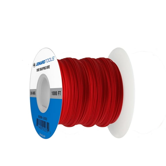 Jonard Tools R30R-1000 Red Insulated Kynar Copper Wire Roll, 30 AWG, 1000 ft Length CA2