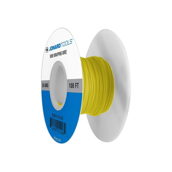 Jonard Tools R30Y-0100 Yellow Insulated Kynar Copper Wire Roll, 30 AWG, 100 ft Length