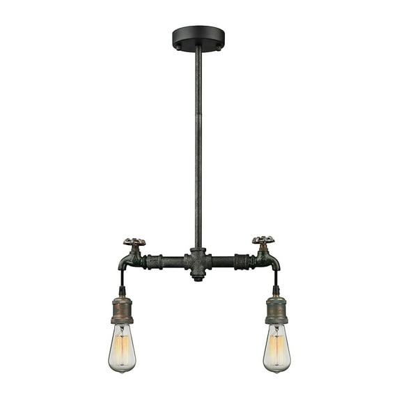 14286/2-Elk Lighting-Jonas - Two Light Chandelier Multi-Tone Weathered Finish