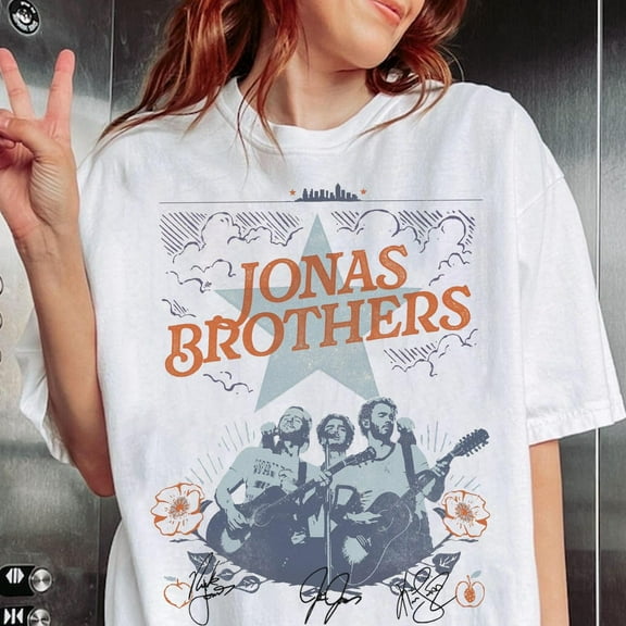Jonas Bros 20th Annivesary Tour 2025 Shirt, Vintage Jonas Brothers Shirt, Retro 90s Tee, Unisex Concert Fan Shirt, Y2K Band Gift,White Color,Size L
