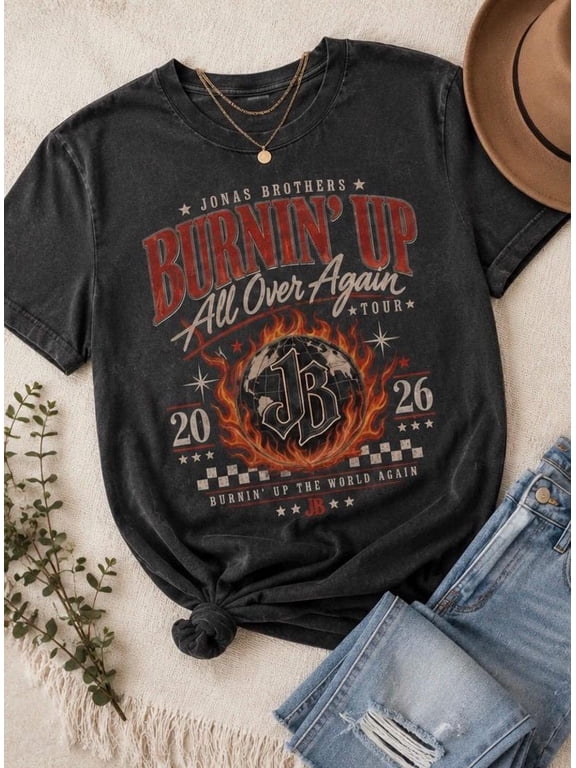 Jonas Bros Burnin’ Up Tour Shirt, Burnin’ Up All Over Again Shirt, 2000s, Tour Tshirt, JB Fan Shirt