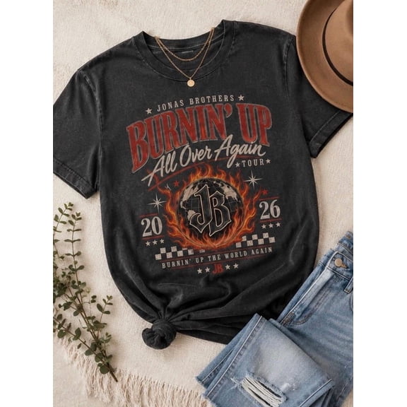 Jonas Bros Burnin’ Up Tour Shirt, Burnin’ Up All Over Again Shirt, 2000s, Tour Tshirt, JB Fan Shirt