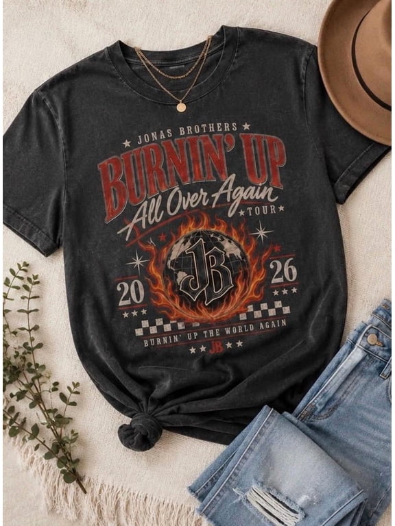 Jonas Bros Burnin’ Up Tour Shirt, Burnin’ Up All Over Again Shirt, 2000s, Tour Tshirt, JB Fan Shirt