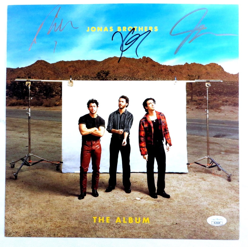 Jonas Brothers Band Triple Autograph Record Insert Joe Kevin Nick The Album JSA