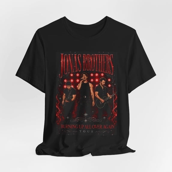 Jonas Brothers Burning Up Tour Red T-shirt Sizes S-5XL