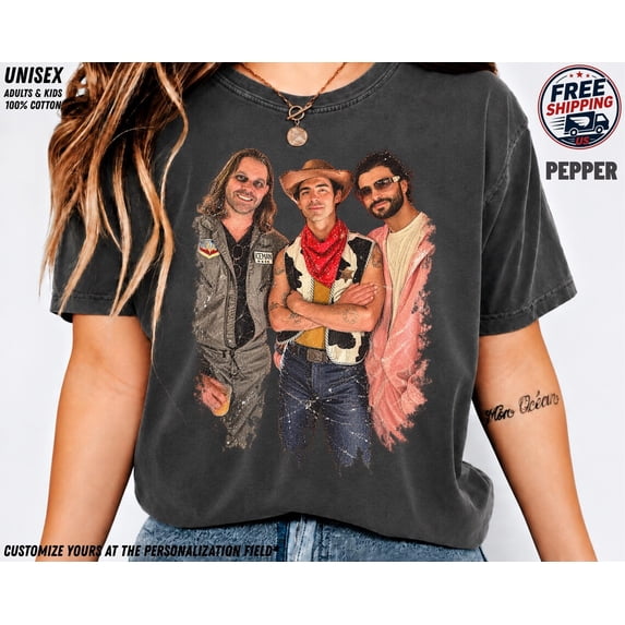 Jonas Brothers Halloween Cowboy Band Adults T-shirt, Retro Spooky Season Fan Shirt