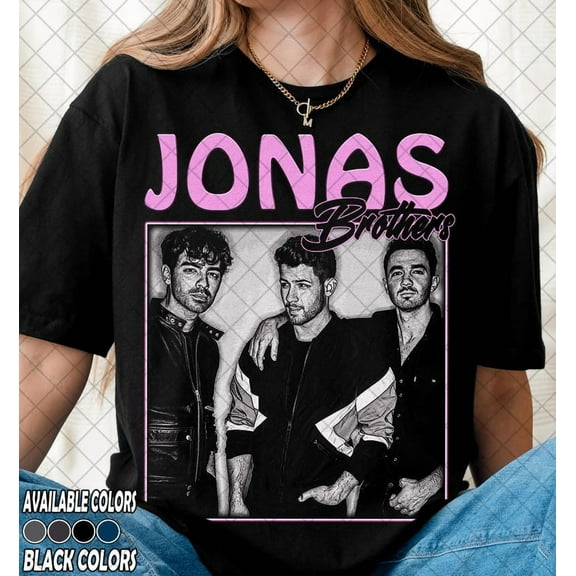 Jonas Brothers T-Shirt, Jonas Brothers Graphic Tee T-Shirt, Gift For Women and Man Unisex,Black Color,Size M