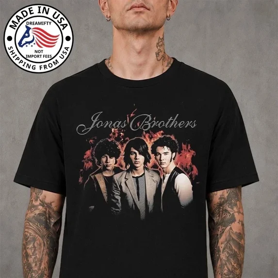 Jonas Brothers The Burning Up Tour All Over Again 2026 Flames Portrait T-Shirt