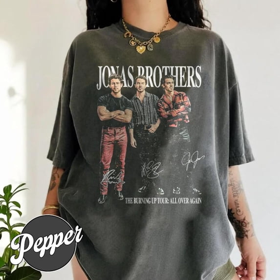 Jonas Brothers The Burning Up Tour All Over Again Graphic Vintage T-Shirt