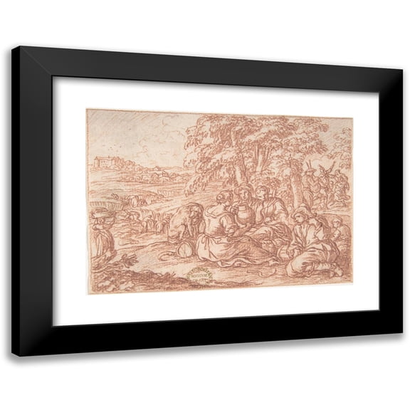 Jonas Umbach 14x11 Black Modern Framed Museum Art Print Titled - August (One of a Series Representing the Labors of the Months) (1690)