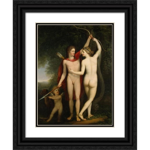 Jonas Åkerström 19x24 Black Ornate Framed Double Matted Museum Art Print Titled: Venus, Adonis and Cupid