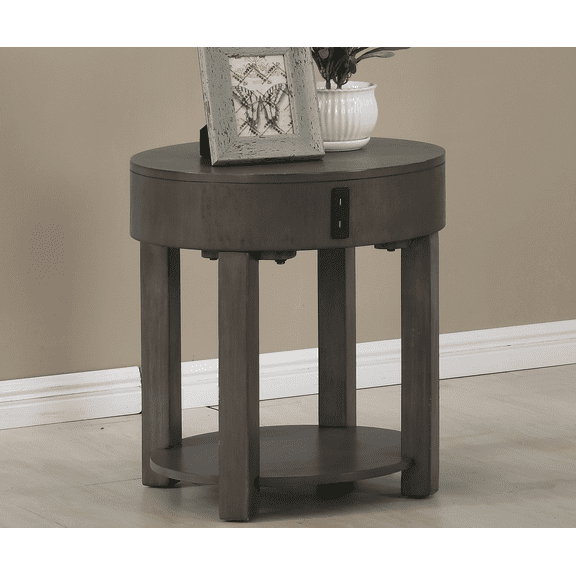 Jonata 20"W Light Brown MDF End Table with USB Ports