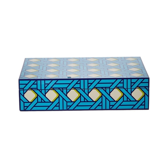 Jonathan Adler Large Lacquer Basketweave Box, Blue