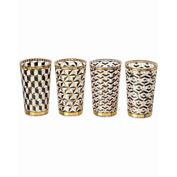 Jonathan Adler Set of 4 Boxed Versailles Highball Glasses, ns, Black