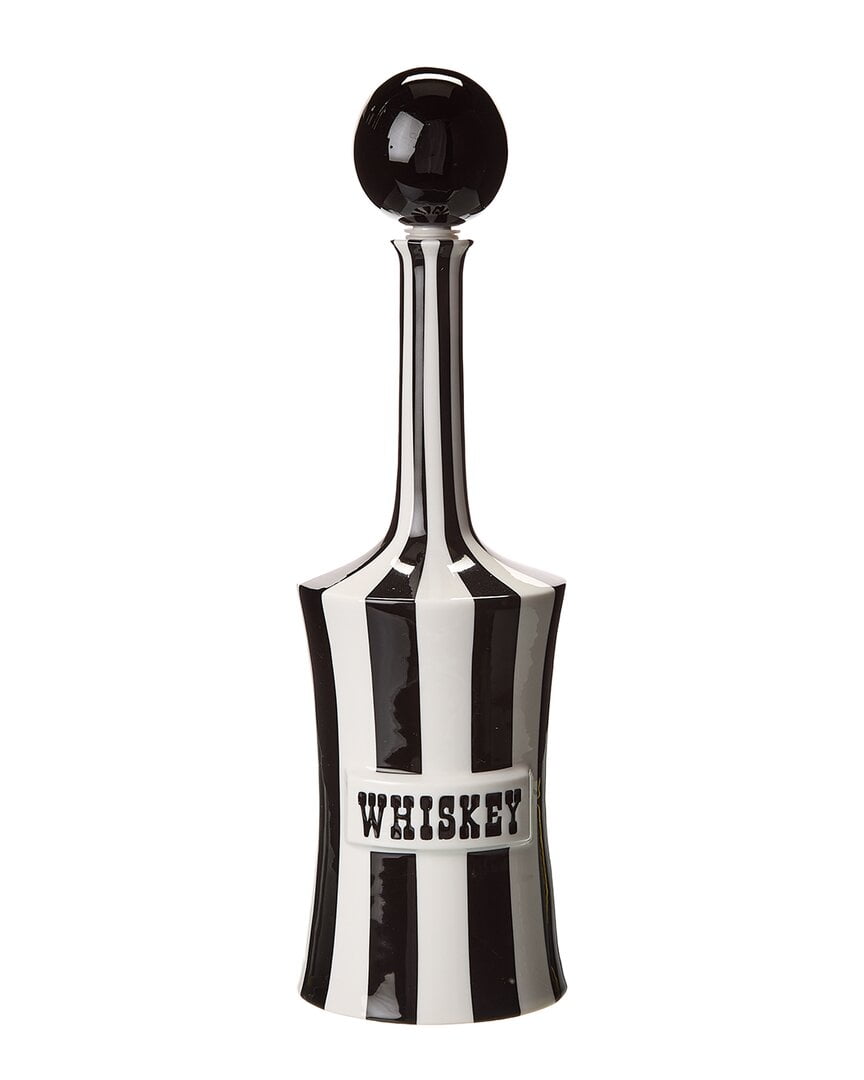Black and White Ceramic Whiskey Decanter with Ball Stopper