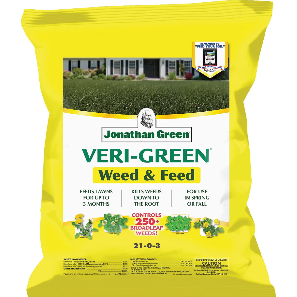 Jonathan Green Weed and Feed Lawn Fertilizer - 21-0-3, Granules - 5M — Outdoor & Indoor Plant Use, Easy Application