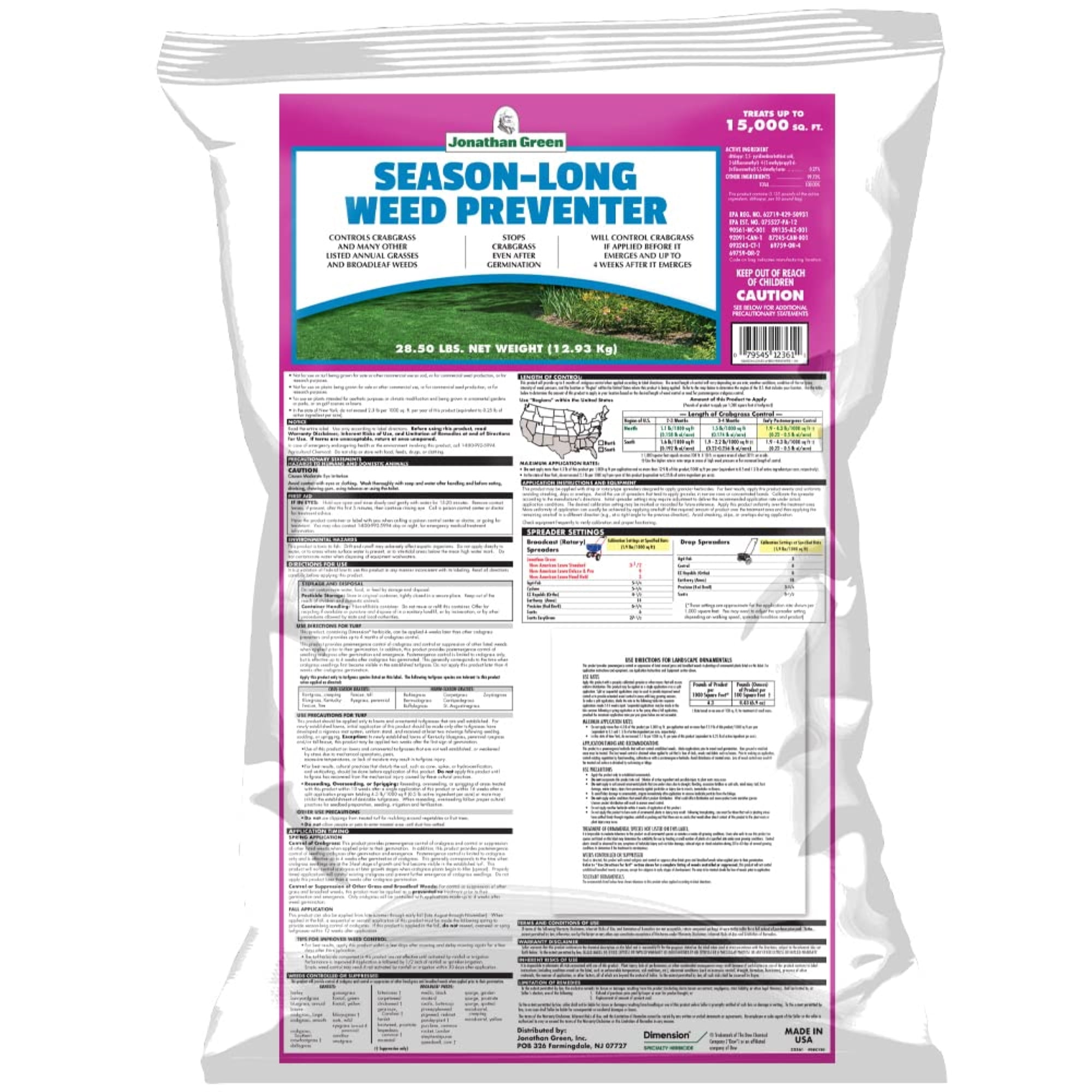 Jonathan Green 12361 Season-Long Weed Preventer - Weed Killer 15,000 Sq. Ft.