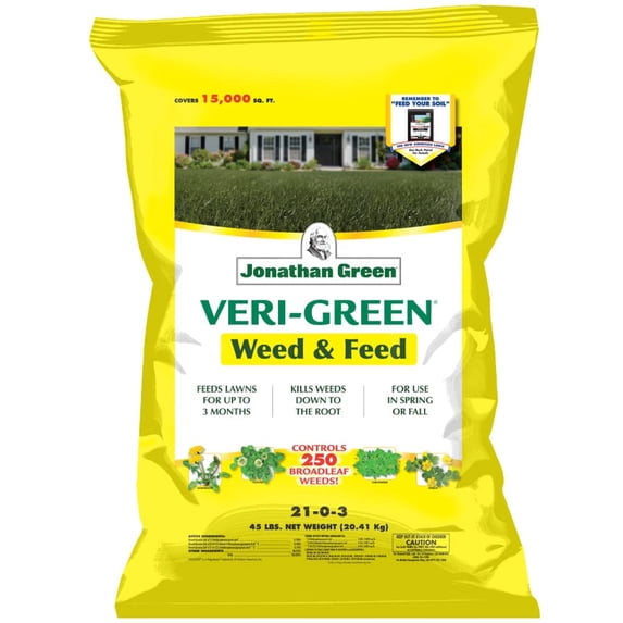 Jonathan Green 16003 Veri-Green Weed & Feed - 21-0-3 Grass Fertilizer & Weed Killer 15,000 Sq. Ft.