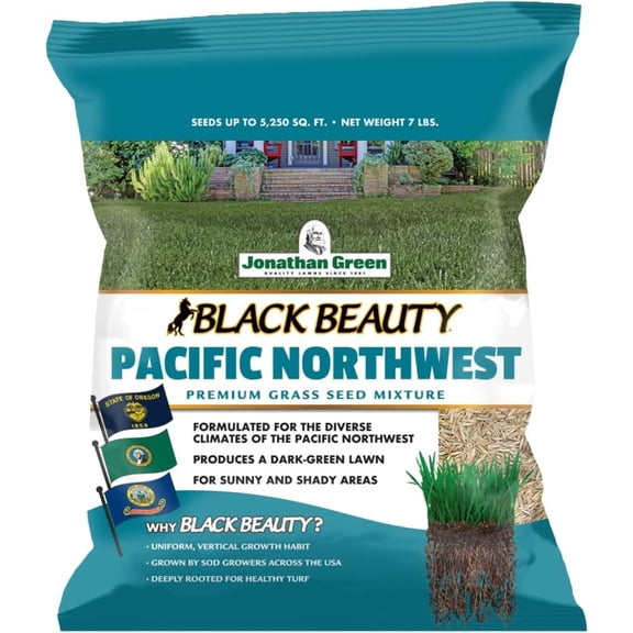 Jonathan Green Black Beauty Pacific Northwest Premium Grass Seed Mixture, 7lb - Formulated for Washington, Oregon, and Idaho