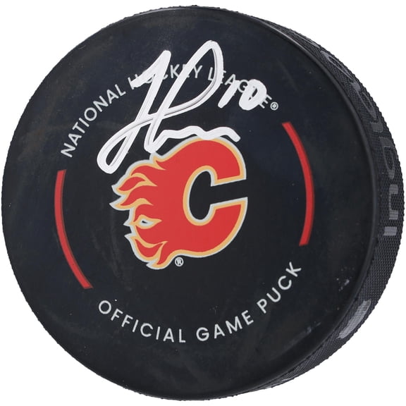 Jonathan Huberdeau Calgary Flames Autographed Official Game Puck - Fanatics Authentic Certified