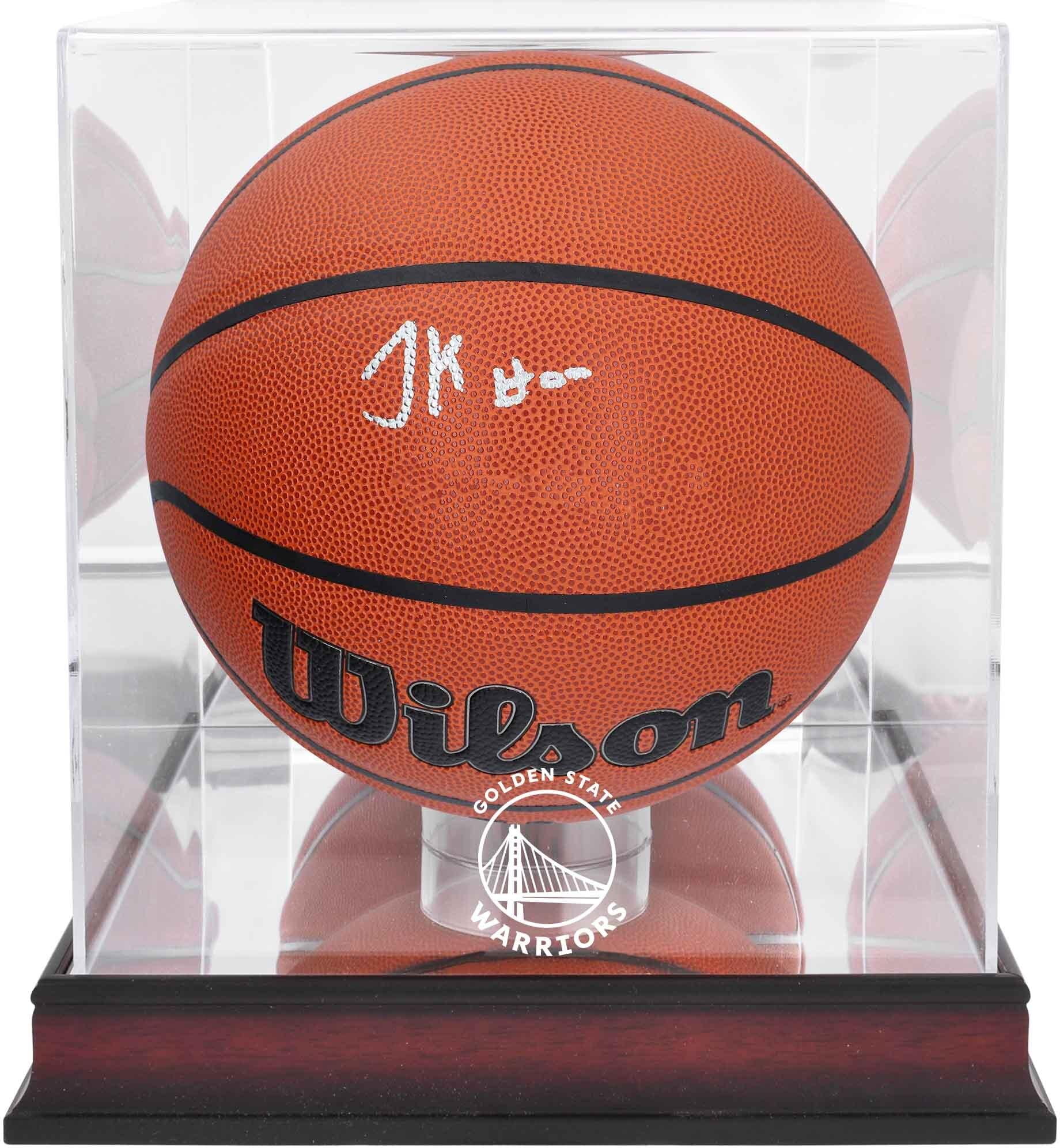 Jonathan Kuminga Golden State Warriors Autographed Wilson Replica Basketball with Mahogany Team Logo Display Case - Fanatics Authentic Certified