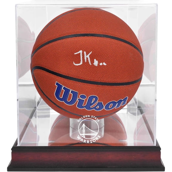 Jonathan Kuminga Golden State Warriors Autographed Wilson Team Logo Basketball with Mahogany Team Logo Display Case - Fanatics Authentic Certified