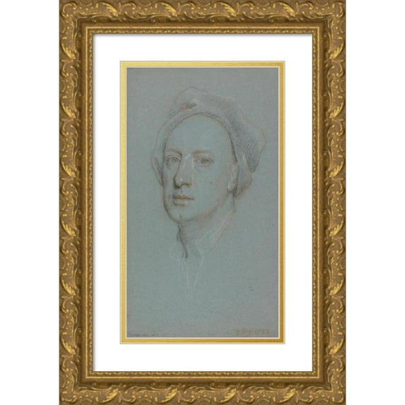 Jonathan Richardson the Elder 10x14 Gold Ornate Wood Frame and Double Matted Museum Art Print Titled - Portrait of Jonathan Richardson the Younger (1733)