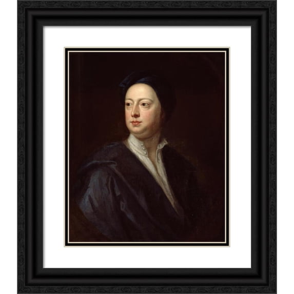 Jonathan Richardson the Elder 12x14 Black Ornate Wood Framed Double Matted Museum Art Print Titled: Sir Andrew Fountaine (C. 1710)