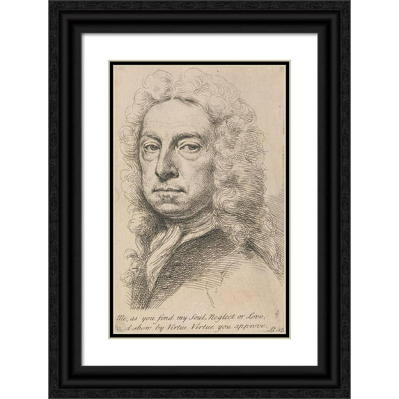 Jonathan Richardson the Elder 17x24 Black Ornate Framed Double Matted Museum Art Print Titled: Jonathan Richardson, Sr.