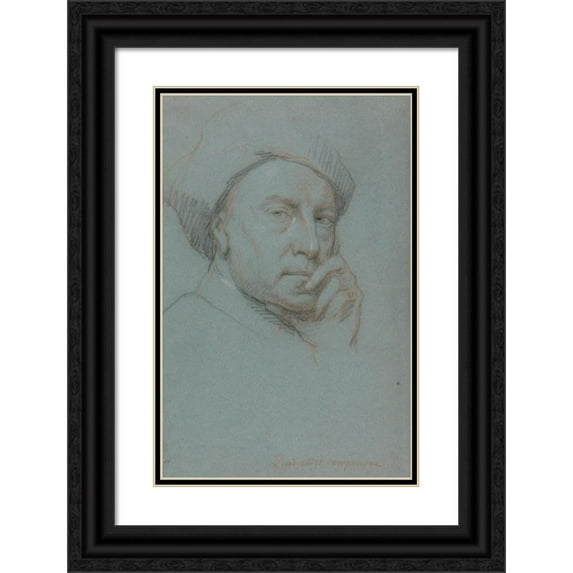 Jonathan Richardson the Elder 17x24 Black Ornate Framed Double Matted Museum Art Print Titled: Self-Portrait (ca. 1733)