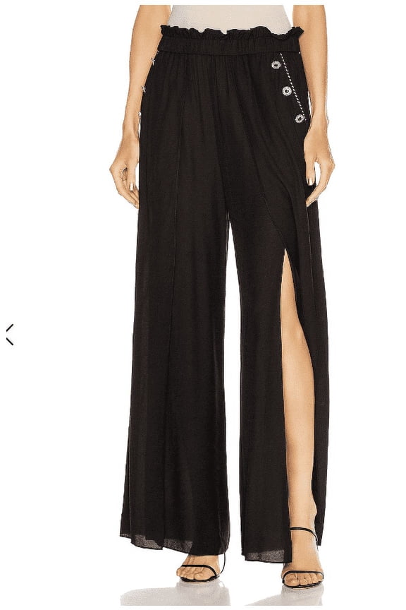 WomensHigh Waisted Wide Leg Pant, Black, Medium