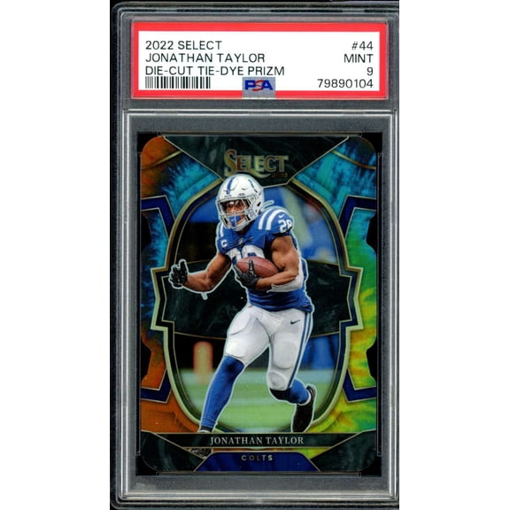 Jonathan Taylor Card 2022 Select Die-Cut Dye Prizm (1/25) #44 PSA 9