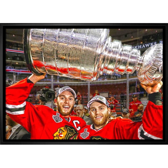 Jonathan Toews & Patrick Kane Chicago Blackhawks Framed 20x29 Lifting Stanley Cup Canvas